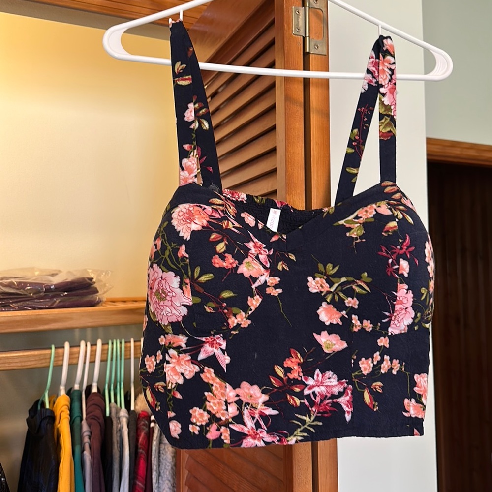 Floral print bustier style tank top